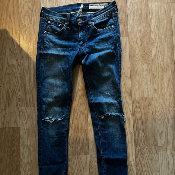 Rag & bone ripped knee skinny jeans medium wash size 24 - Picture 2 of 4